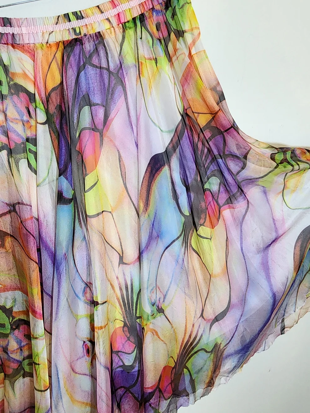 Afibi Colorful Watercolor Boho Maxi Skirt Size 3XL NWT